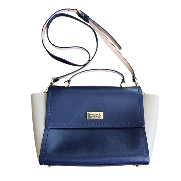 Kate Spade Classy Arbor Hill Charline Blue/cement Crossbody Leather Bag - Picture 1 of 7